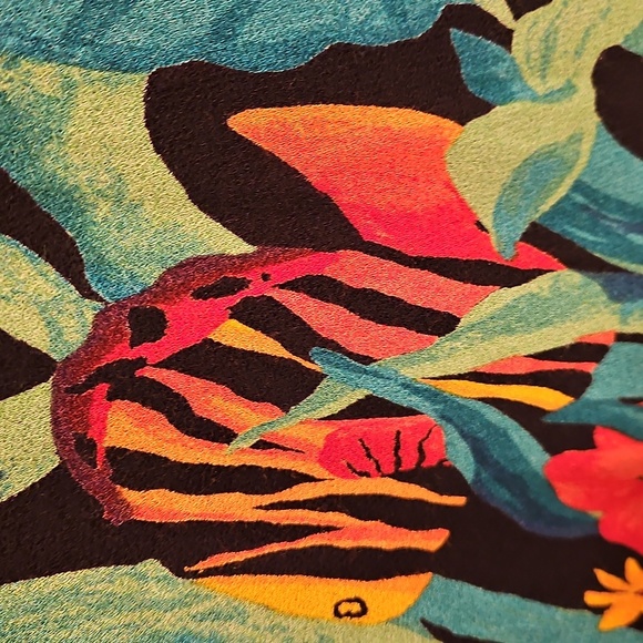 💕CAROLE LITTLE💕 Vintage Short Sleeve Maxi Dress Optical Illusion Fish Print 6 - Picture 5 of 10